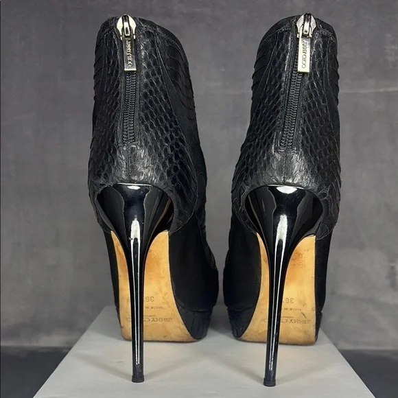 Jimmy Choo Snakeskin Platform Stiletto Ankle Boots Luxe Rare - Picture 10 of 11